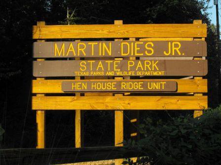Martin Dies Jr. State Park entrance sign